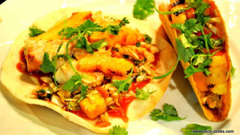 Old El Paso® Grilled Chicken and Pineapple Tacos with Cabbage and Mango Slaw Recipe - BettyCrocker.c