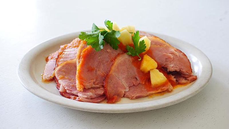 Sriracha-Pineapple Glazed Ham Recipe - Tablespoon.com