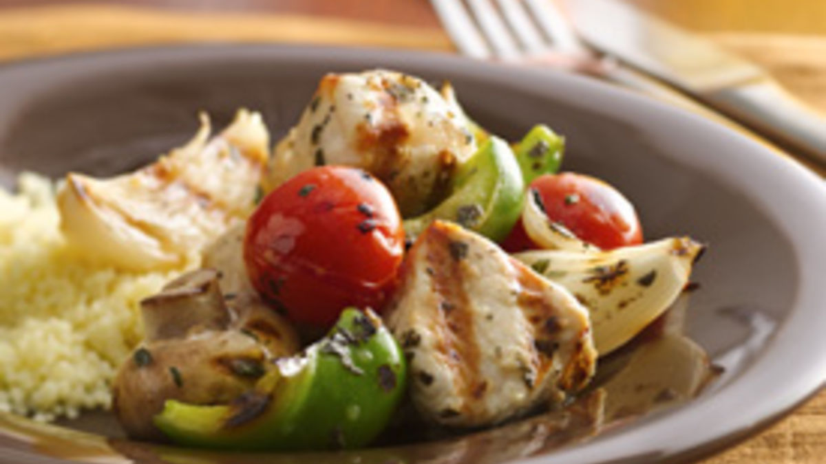 Greek-Style Turkey Kabobs with Couscous