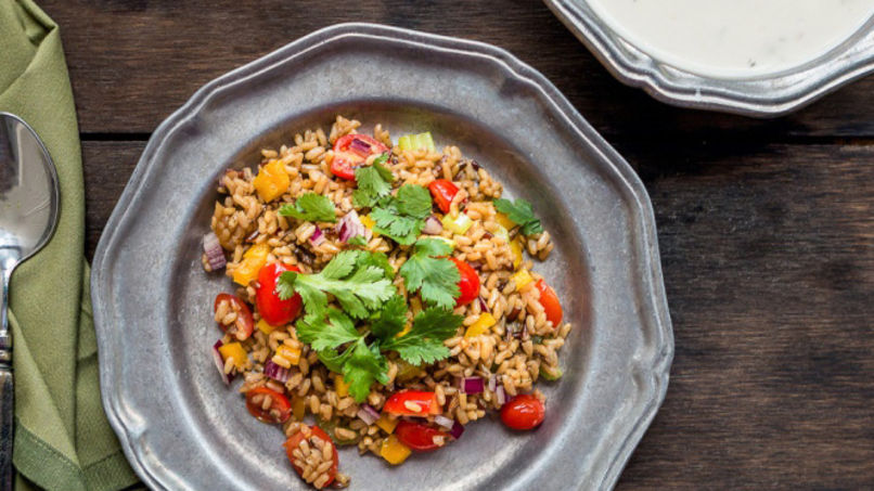 Brown Rice Salad with Side of Progresso™ Clam Chowder