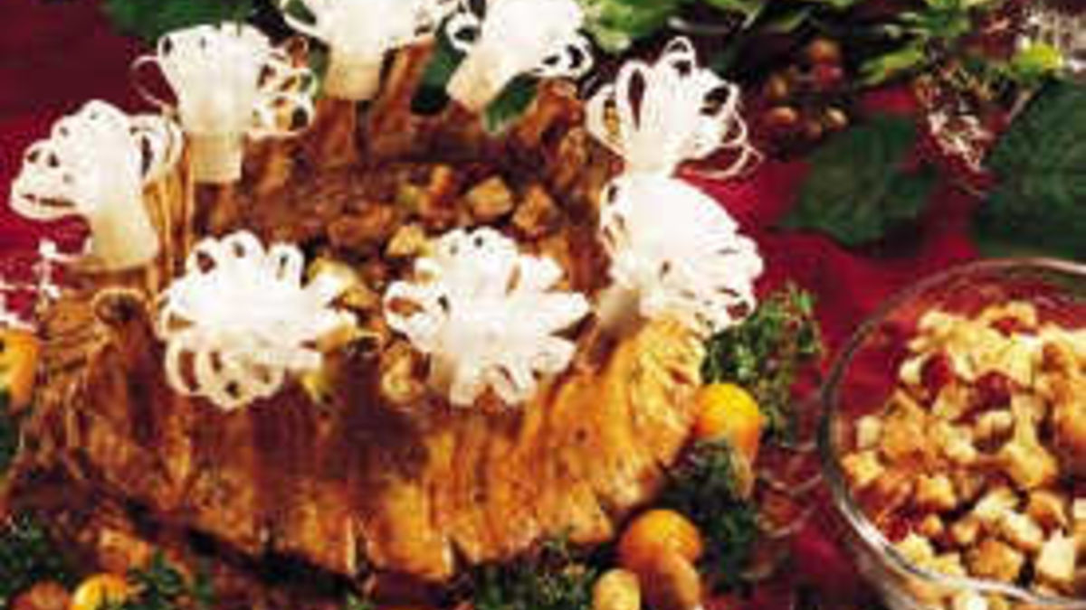 Crown Roast of Pork with Apple-Cranberry Stuffing