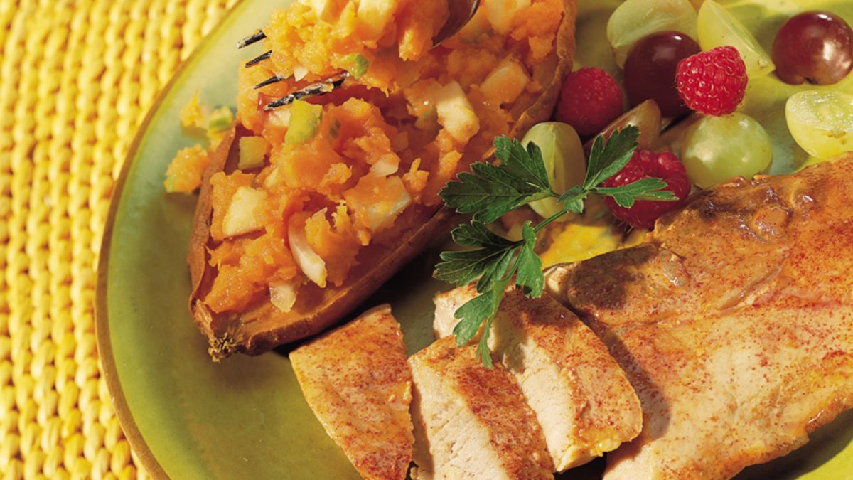 Pork with Stuffed Sweet Potatoes