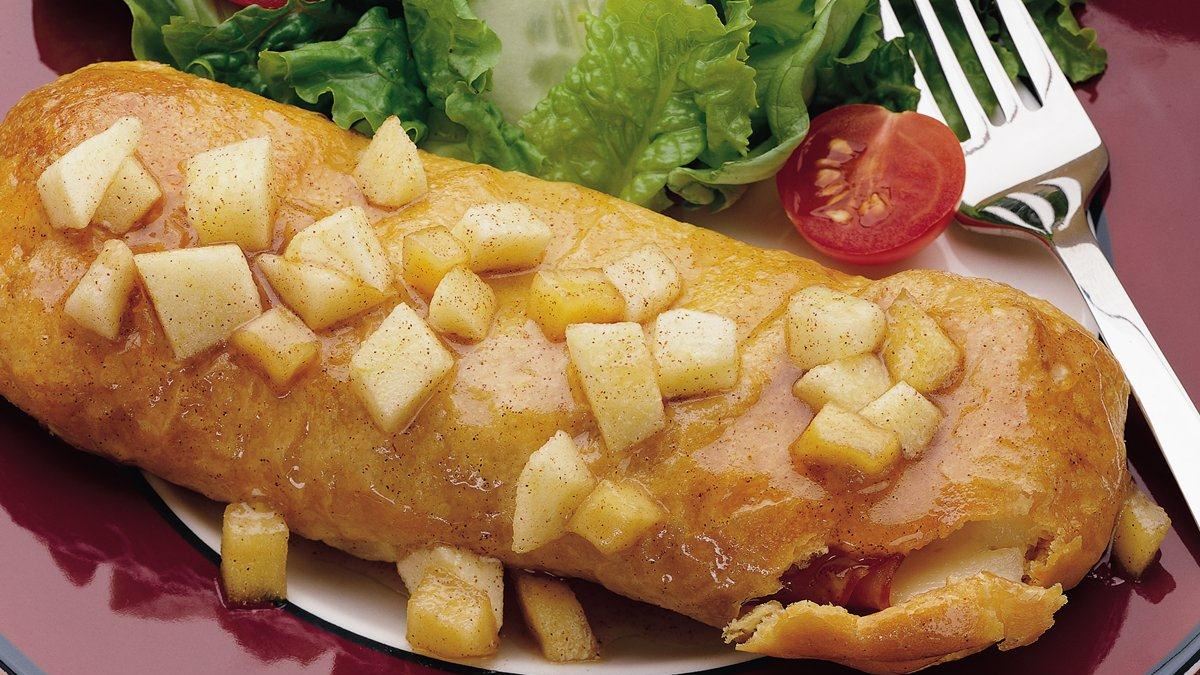 Roulé de jambon et au fromage glacé aux pommes