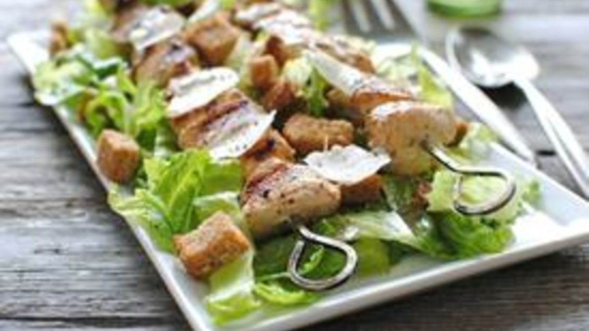 Grilled Chicken Caesar Kebab Salads