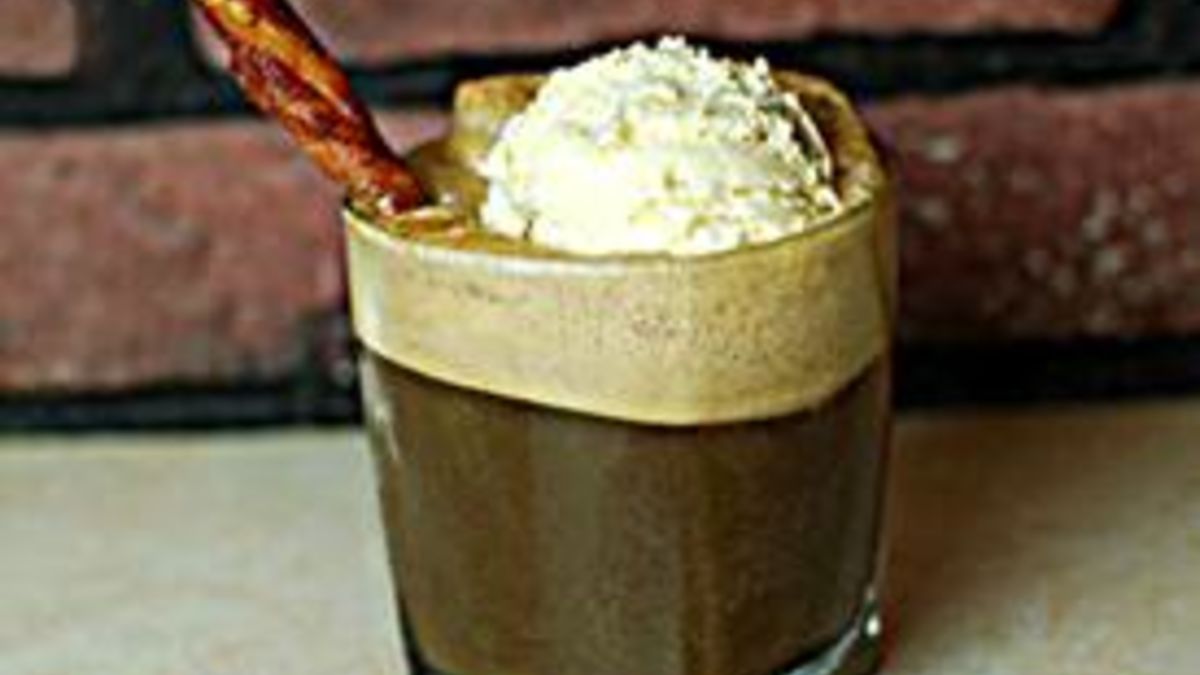 Rum and Cola Float with Bacon Straw
