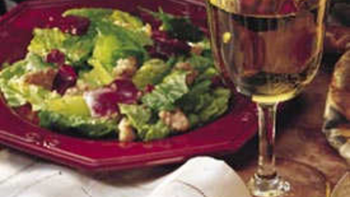 Mixed Greens with Parmesan Walnuts