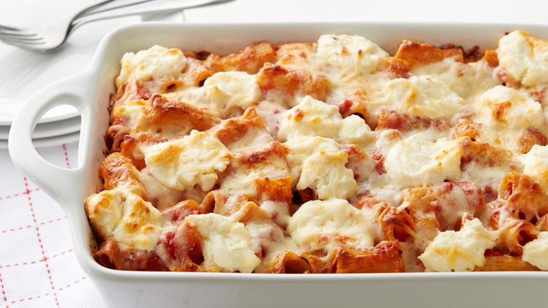 Italian Baked Pasta prepared recipe in a casserole dish
