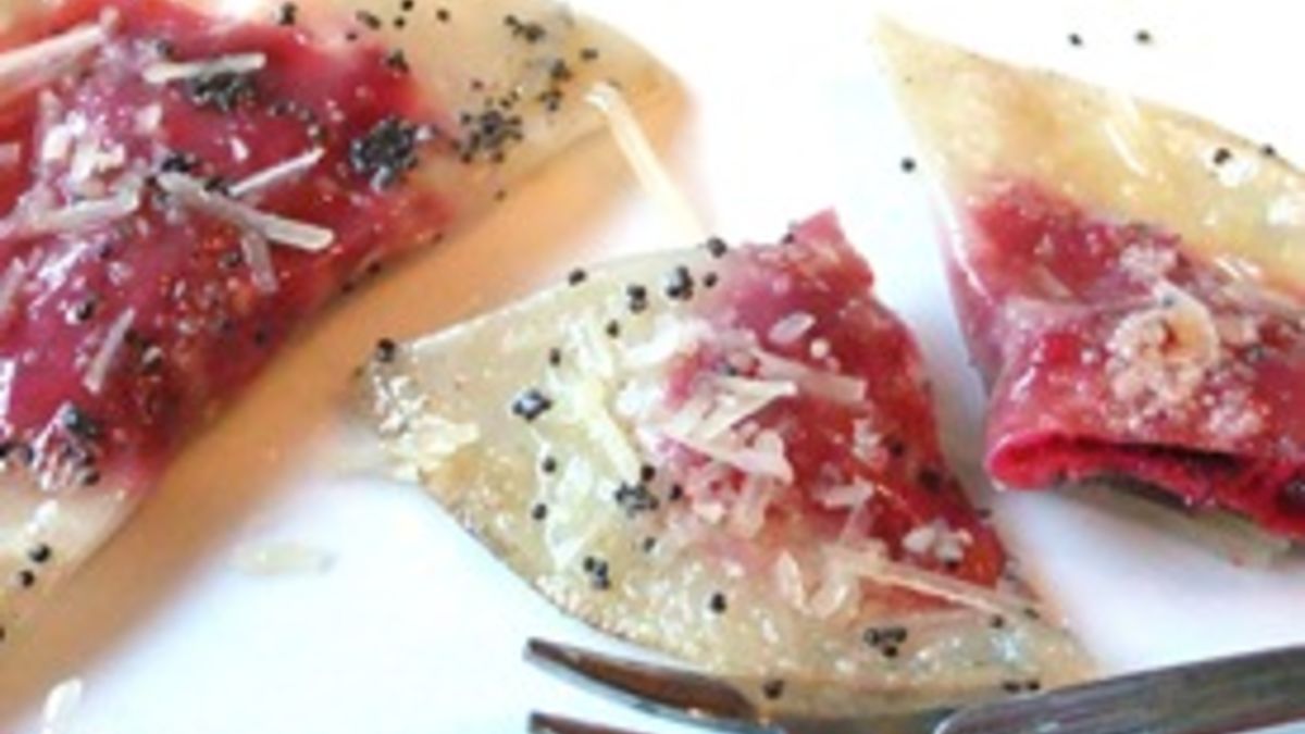 Beet Ravioli with Poppy Seed Butter