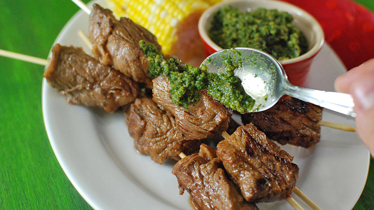 Grilled Hazelnut Pesto Steak Kabobs