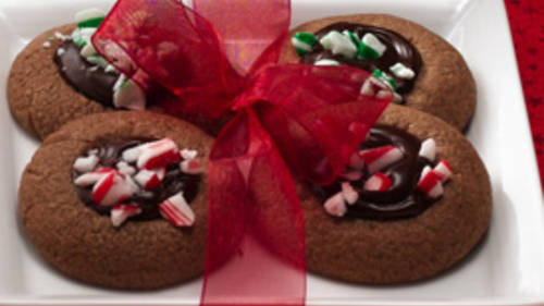 Peppermint-Fudge Thumbprint Cookies