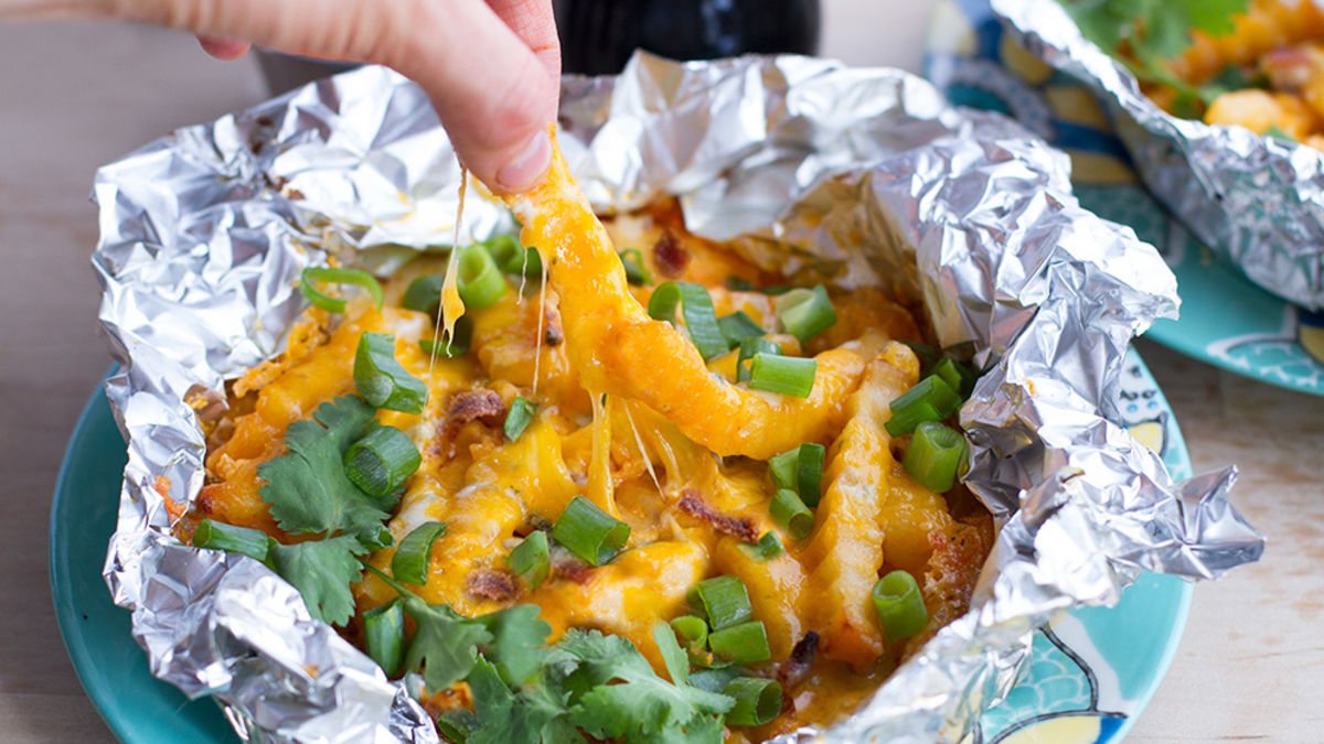 Grilled Cheesy Buffalo Bacon Fries