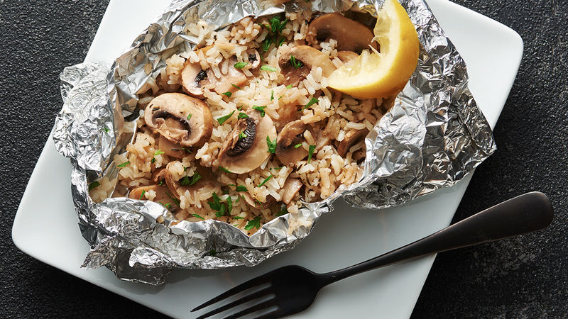Herbed Mushroom and Rice Foil Packs