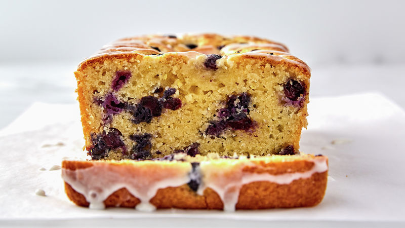 glazed lemon blueberry loaf prepared recipe