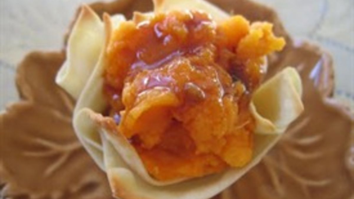 Sweet Potatoes With A Jack Daniel's™ Sauce In Wonton Baskets
