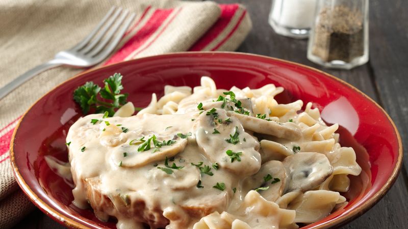 Smothered Pork Chops with Pasta