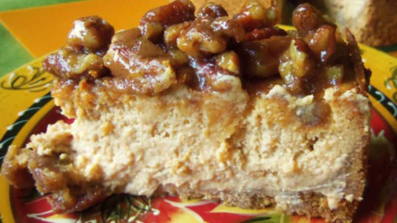 Piloncillo Sweet Potato Cheesecake with Pecans
