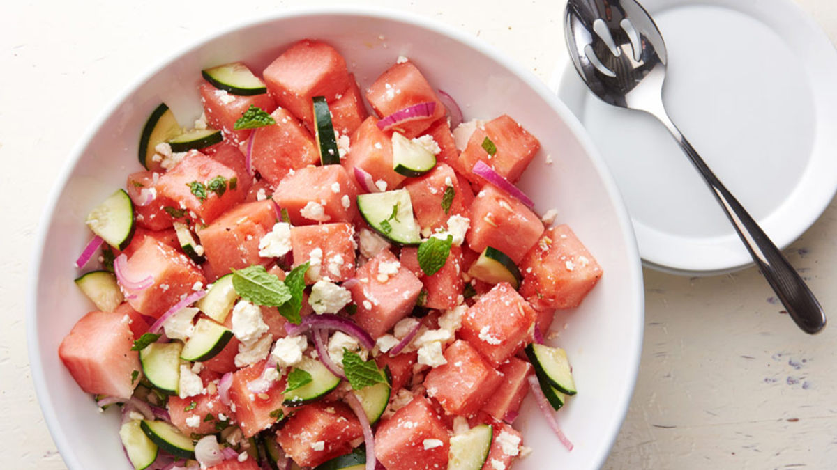 Watermelon Cucumber Feta Salad