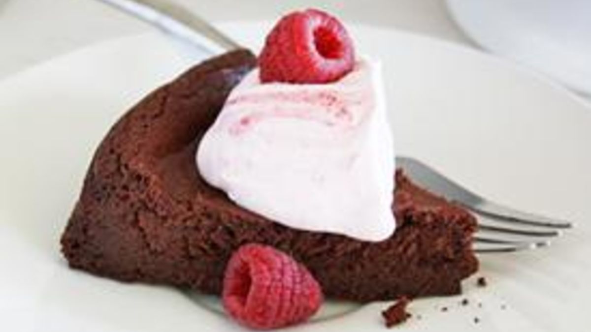 Flourless Fudge Cake with Raspberry Whipped Cream