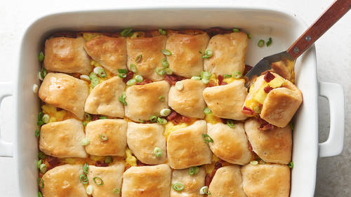 How to Make Bacon, Egg and Cheese Biscuit Slider Bake Video