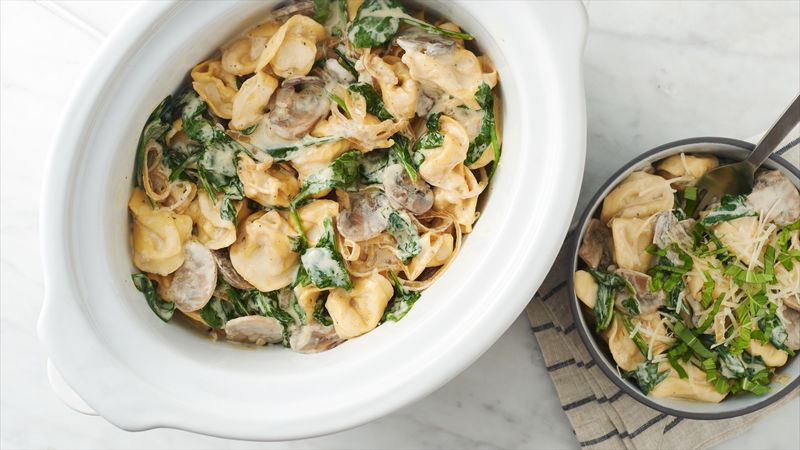 slow cooker spinach mushroom tortellini