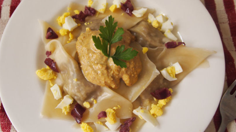 Mushroom Aji-Stuffed Ravioli