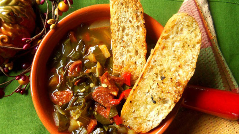 Collard Green Soup with Spanish Chorizo & Potatoes