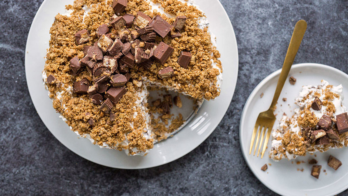 Triple-Decker Candy Bar Crunch Cake