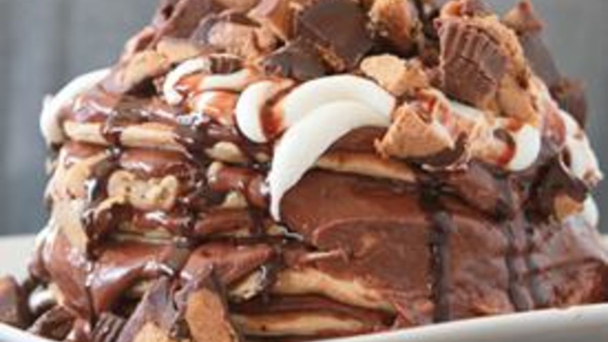 Peanut Butter and Chocolate Explosion Pancakes