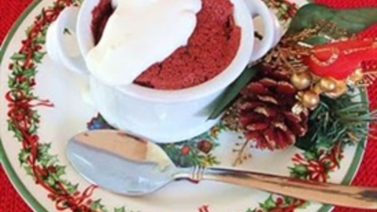 Red Velvet soufflés with Whipped Sour Cream
