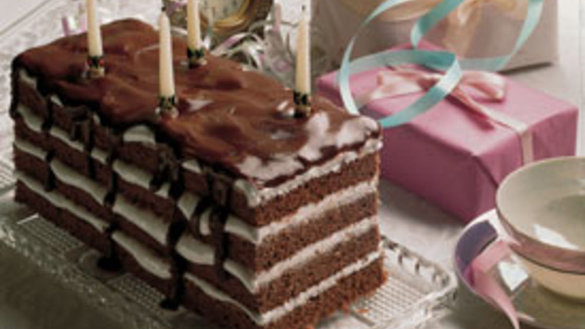 Chocolate-Marshmallow Ribbon Cake