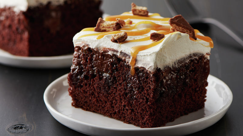Salted Caramel Kit Kat Poke Cake
