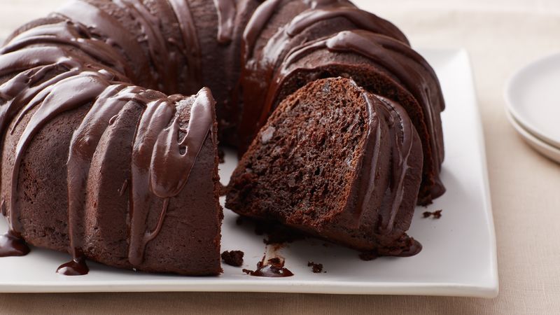 Chocolate Glazed Chocolate Cake prepared recipe