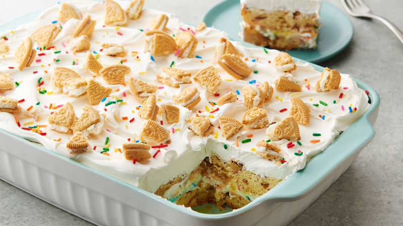 Birthday Cake Cinnamon Roll Lasagna