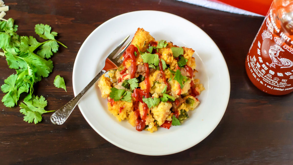 Easy Chicken Sausage Stuffing with Sriracha