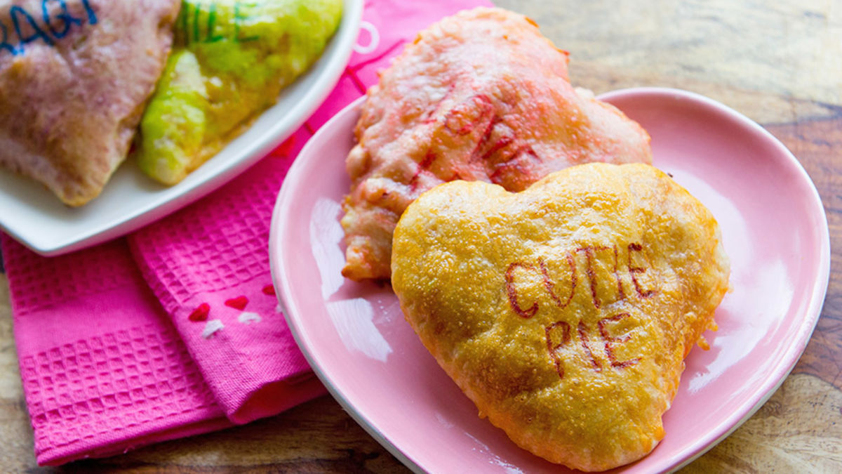 Mini Conversation Heart Pizza Calzones