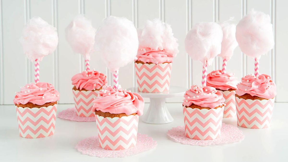 Pink Cotton Candy Cupcakes