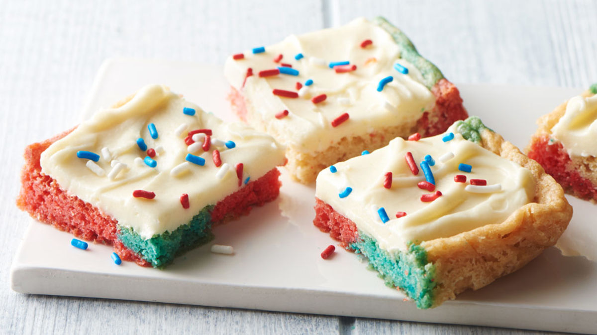 Red, White & Blue Cream Cheese Cookie Bars
