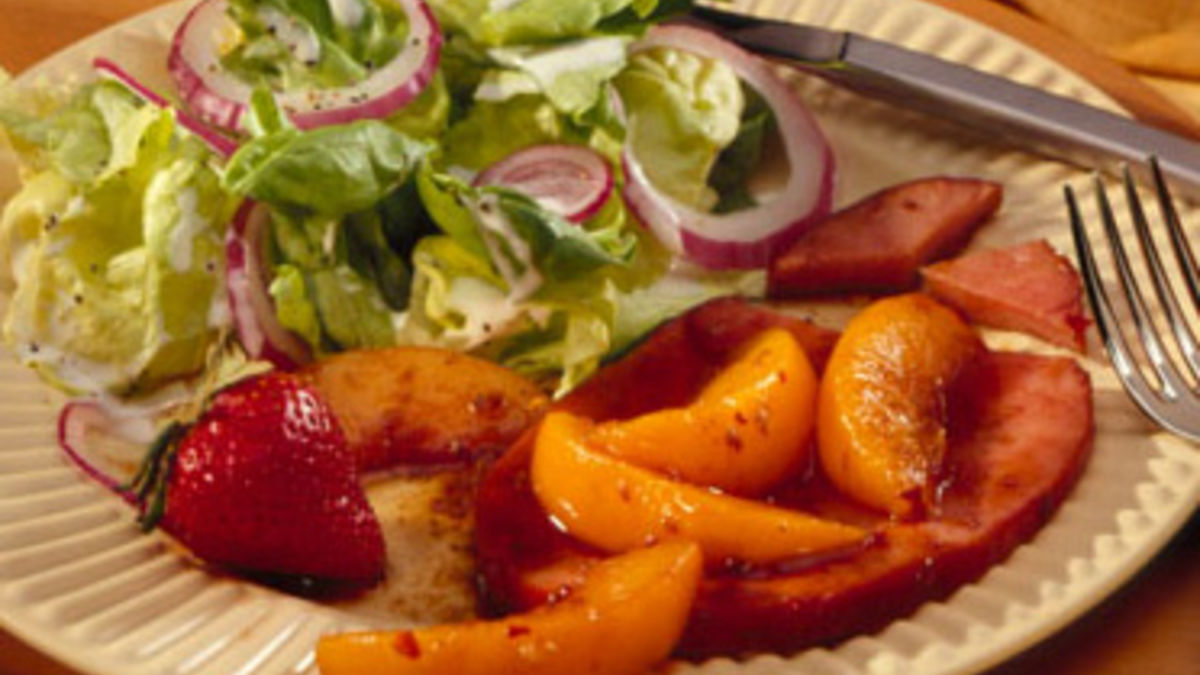 Pan-Fried Ham with Sweet Balsamic-Peach Sauce