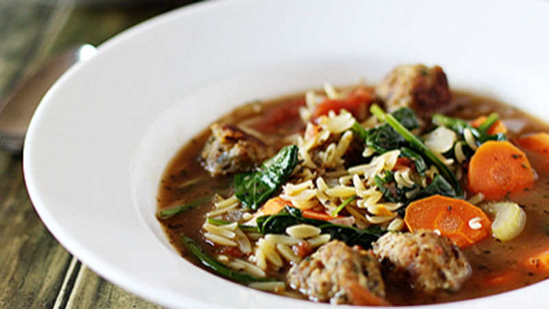Italian Wedding Soup with Chicken Meatballs Recipe - Tablespoon.com