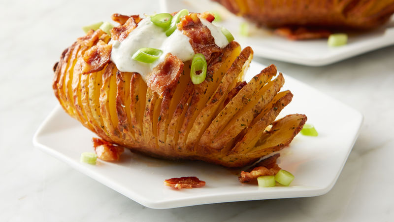 Air Fryer Bacon Ranch Hasselback Potatoes