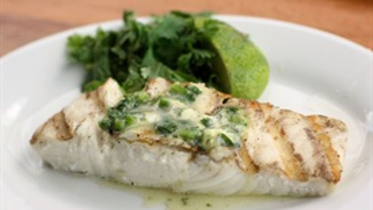Grilled Halibut with Herbed Lime Butter