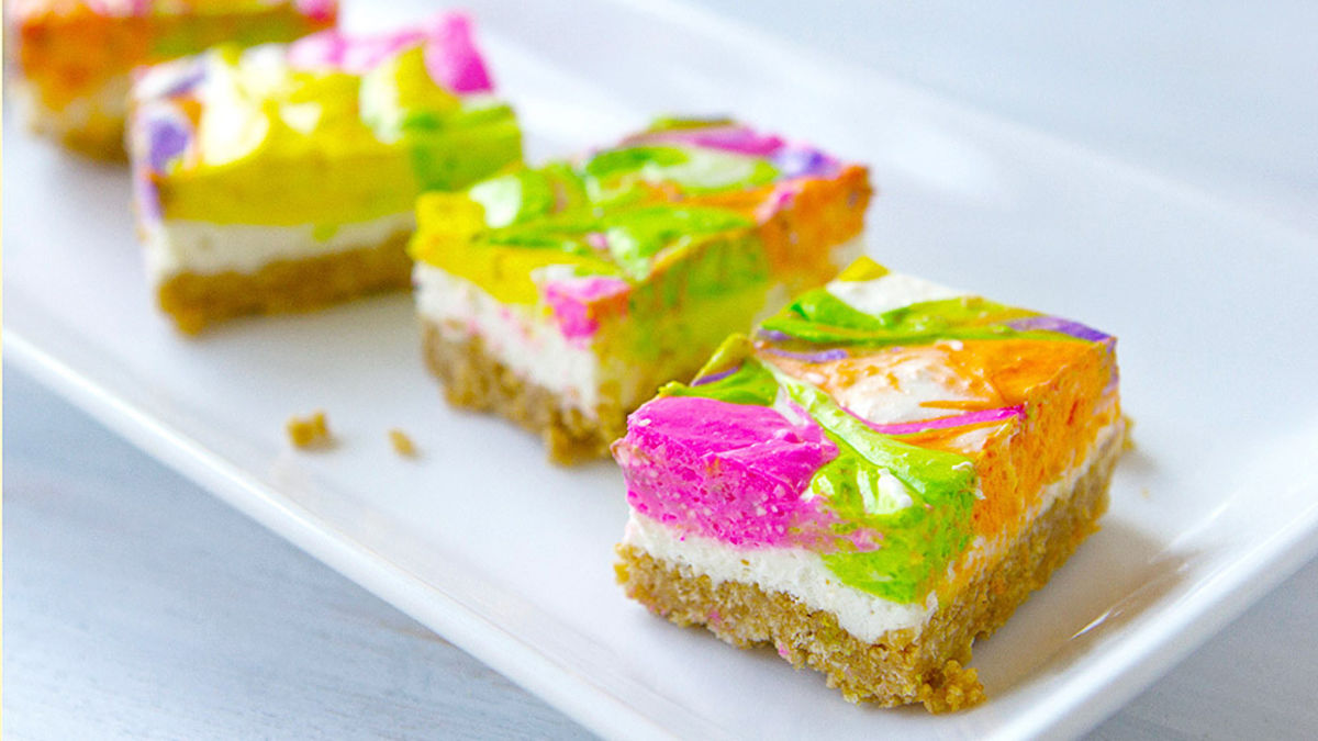 No-Bake Neon Cheesecake Bars