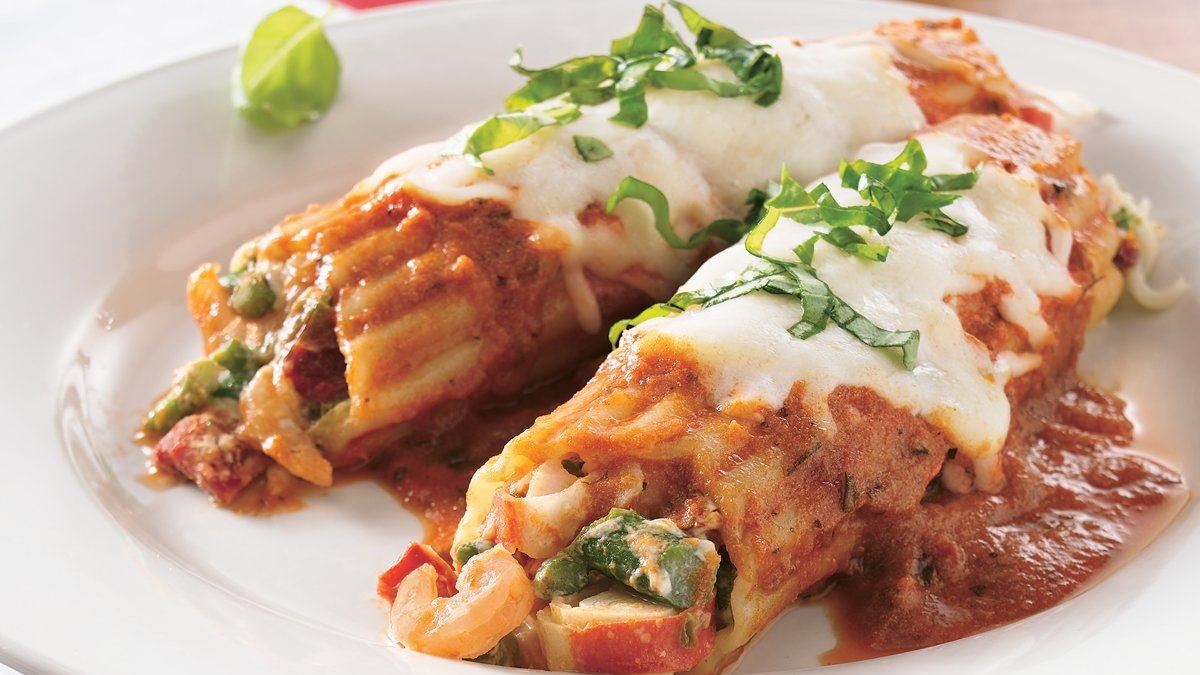 Seafood and Asparagus Manicotti 